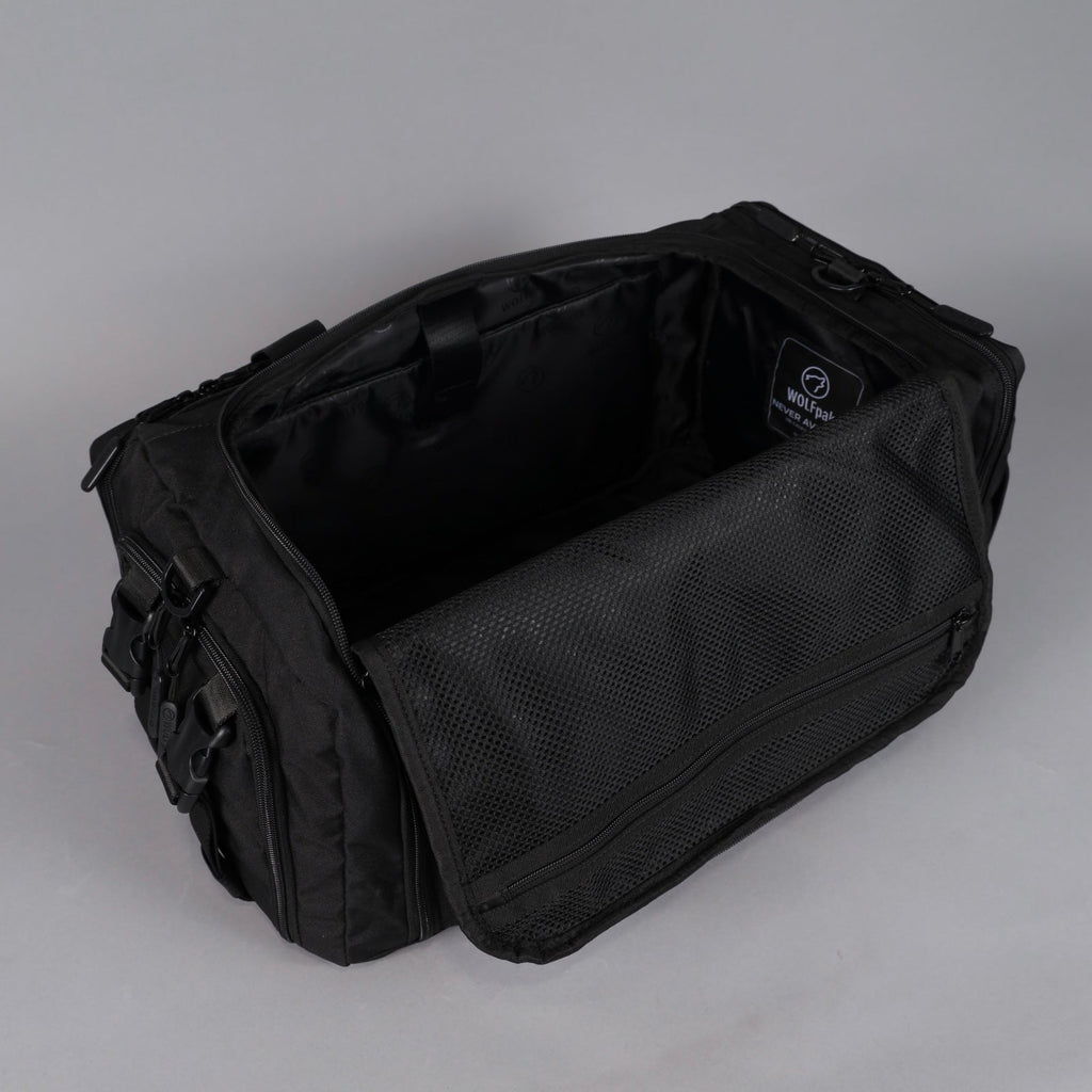 30L Perfect Duffle Bag Alpha Black (3 Pockets w/Full Velcro Front)