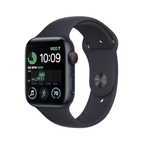 Apple Watch SE 2nd Gen (GPS + Cellular) 44mm AlumCase with Midnight Sport Band - S/M - Midnight - MRH43LL/A