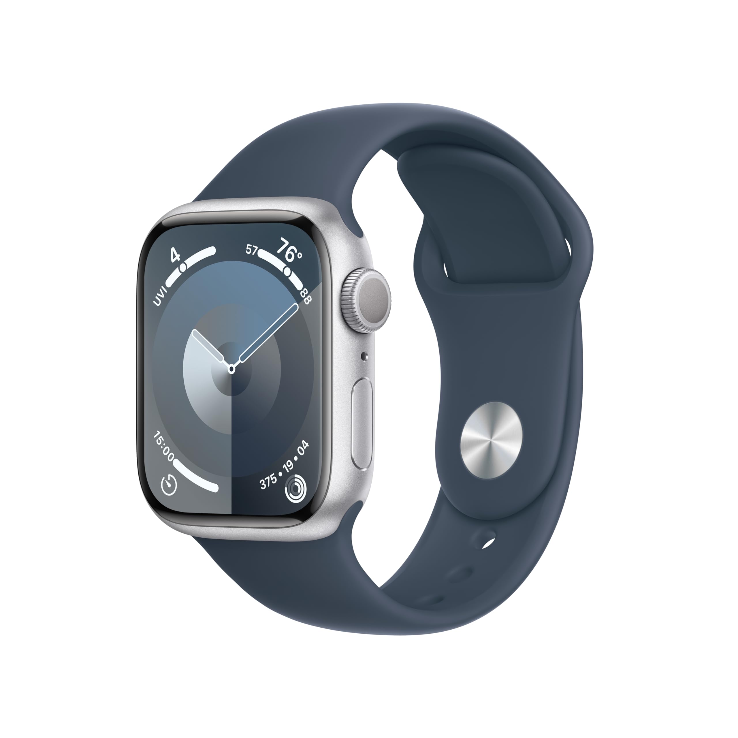 Apple Watch Series 9 (GPS) 41mm Aluminum Case with Storm Blue Sport Band - S/M - Silver - MR903LL/A