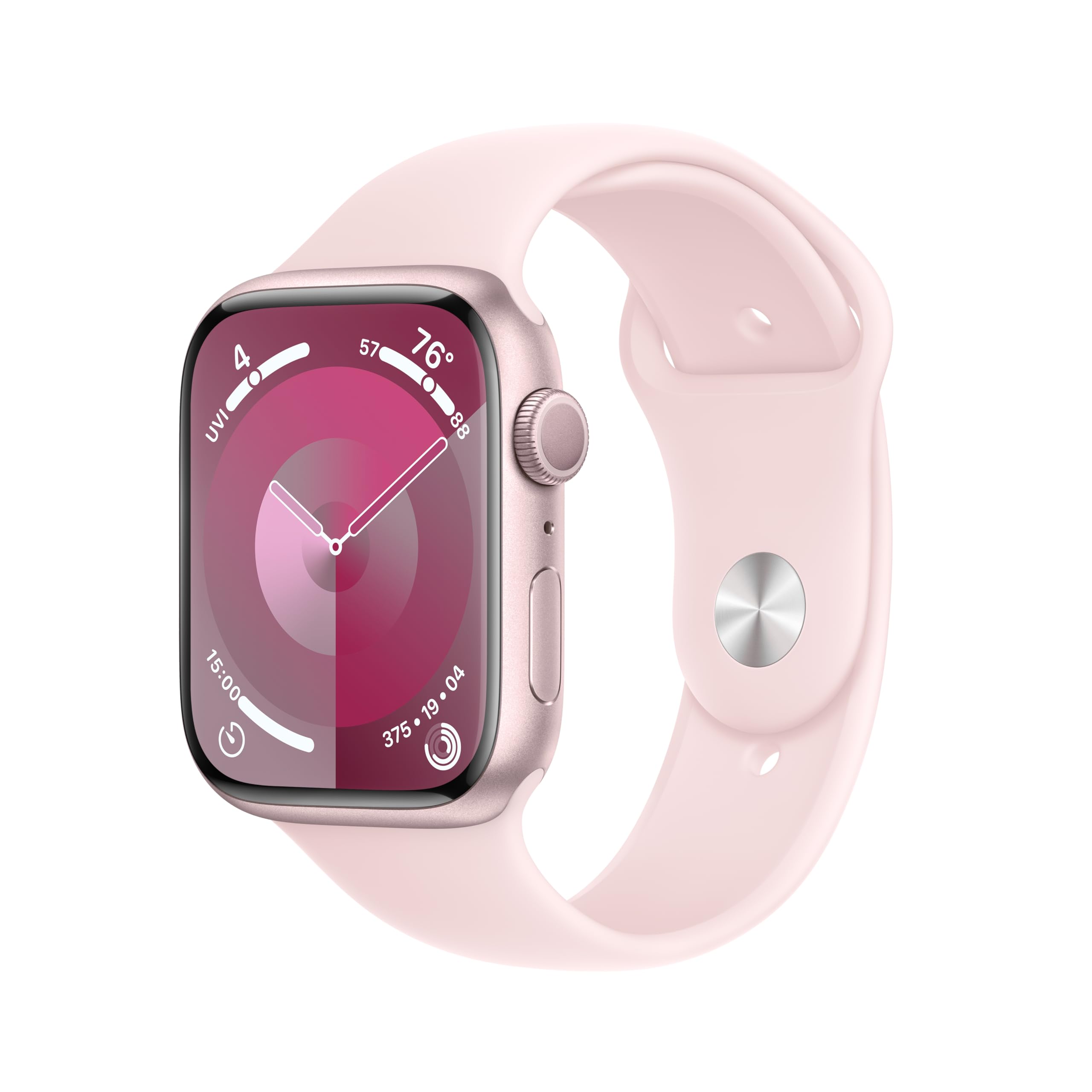 Apple Watch Series 9 (GPS) 45mm Aluminum Case with Light Pink Sport Band - M/L - Pink - MR9H3LL/A