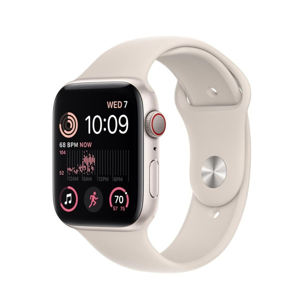 Apple Watch SE 2nd Gen GPS+Cellular 44mm Starlight Al w/ Starlight Sport Band - M/L - MRGW3LL/A