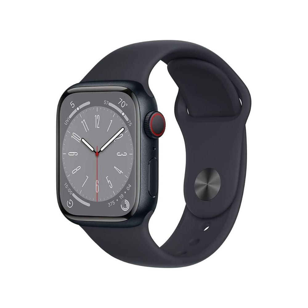 Apple Watch Series 8 (GPS + Cellular) 41mm Midnight Aluminum Case with Midnight Sport Band - S/M - MNUV3LL/A