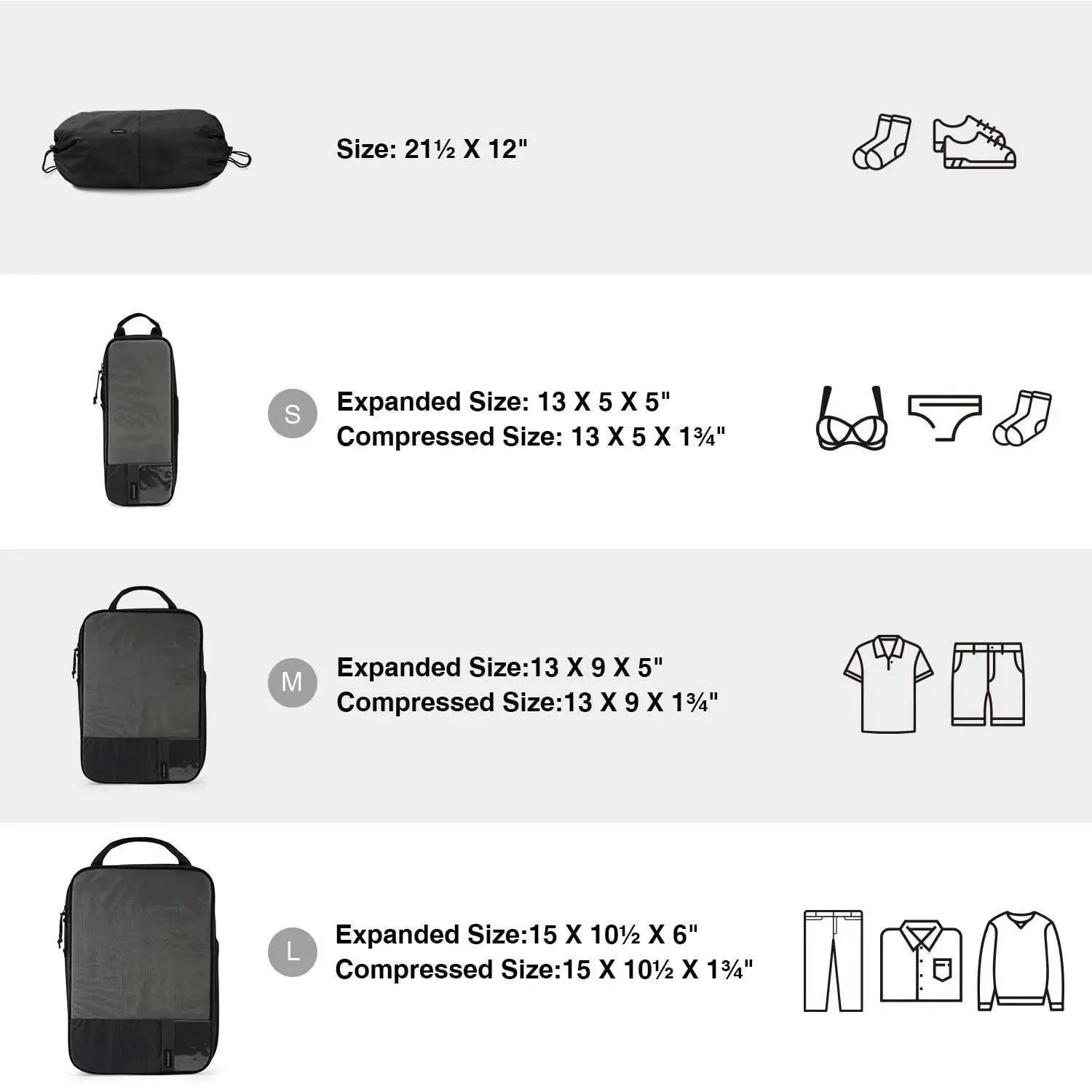 Compression Packing Cubes Part of Faro Travel Set
