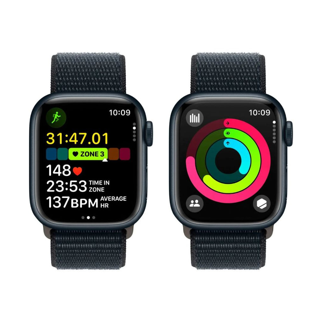 Apple Watch Series 9 (GPS + Cellular) 41mm Aluminum Case with Midnight Sport Loop - Adj - Midnight - MRHU3LL/A