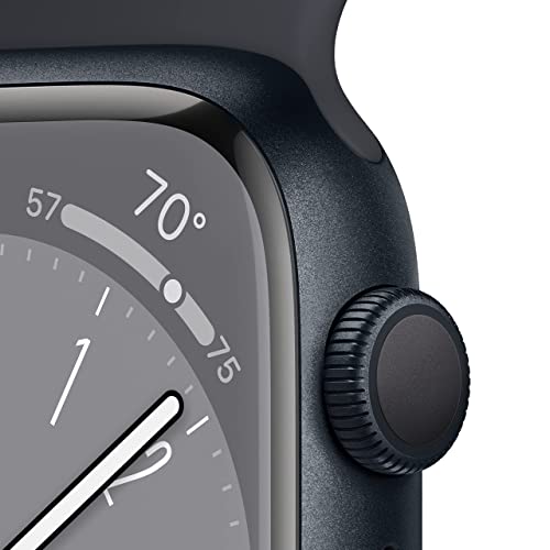 Apple Watch Series 8 (GPS) 41mm Aluminum Case with Midnight Sport Band - S/M - Midnight - MNU73LL/A