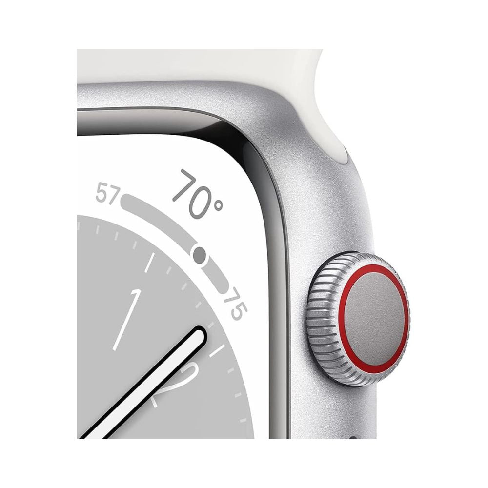 Apple Series 8 (GPS+ Cellular) 41mm Aluminum Case White Sport Band - White S/M - MP4E3LL/A