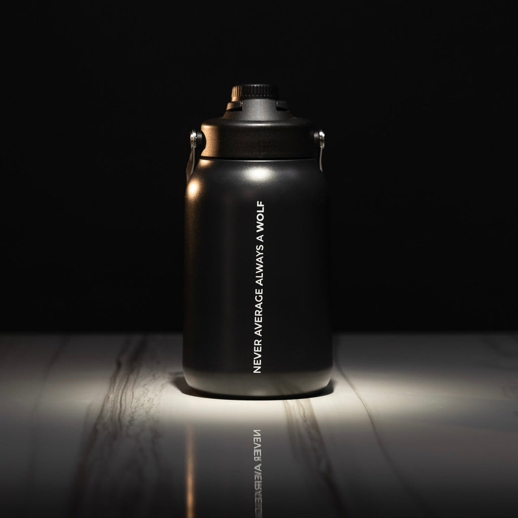 64oz Flask Black White Letters