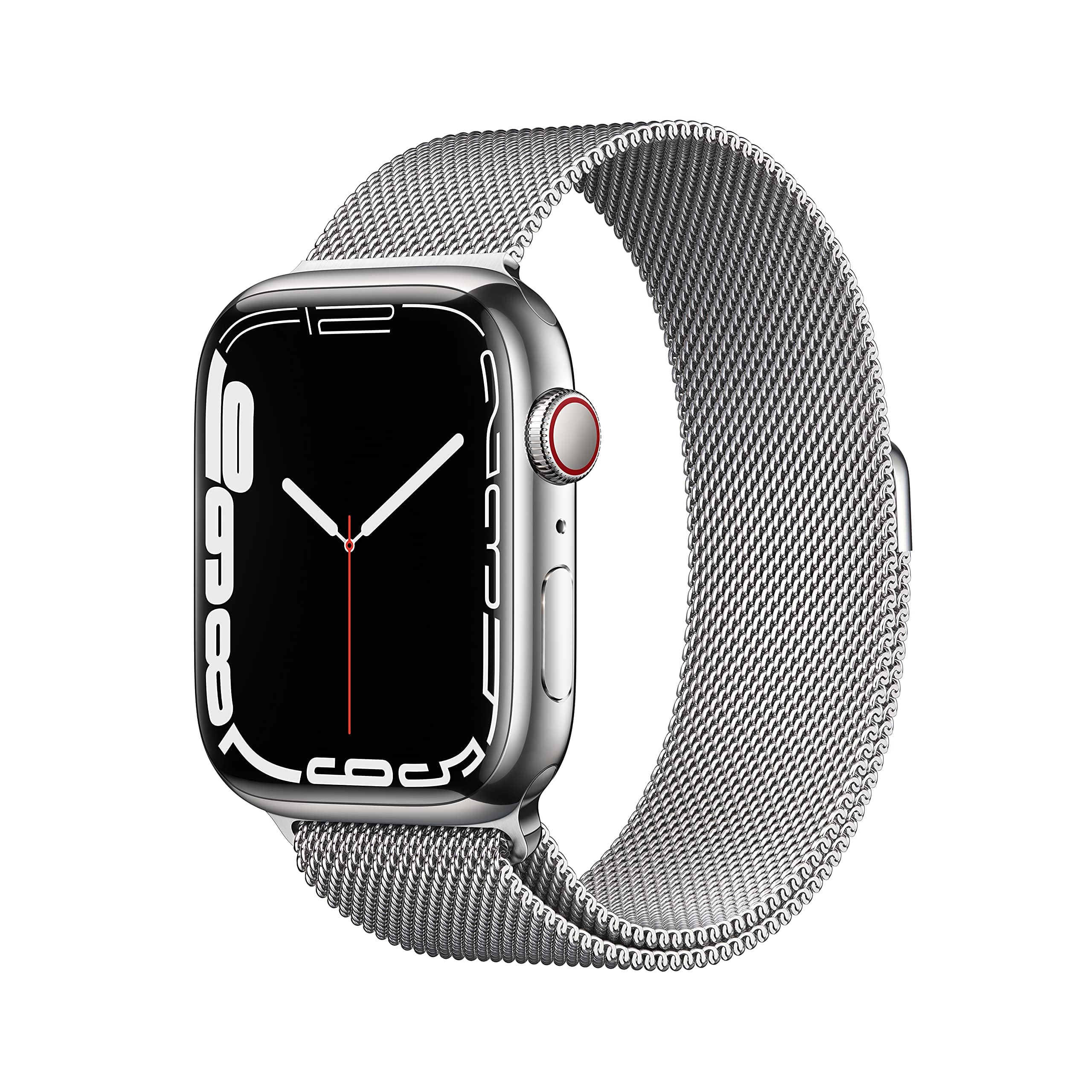 Apple Watch Series 7 GPS CEL - 45mm Silver Stainless Steel Silver Milanese Loop - MKJE3LL/A