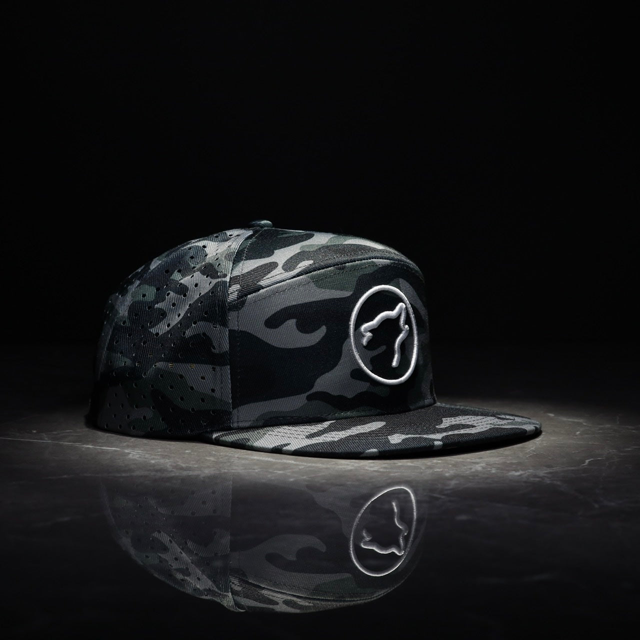 Flat Bill Snapback Hat Gunmetal Camo