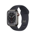Apple Watch Series 8 GPS + Cellular 41mm Graphite Stainless Steel Case with Midnight Sport Band - M/L - MNVH3LL/A