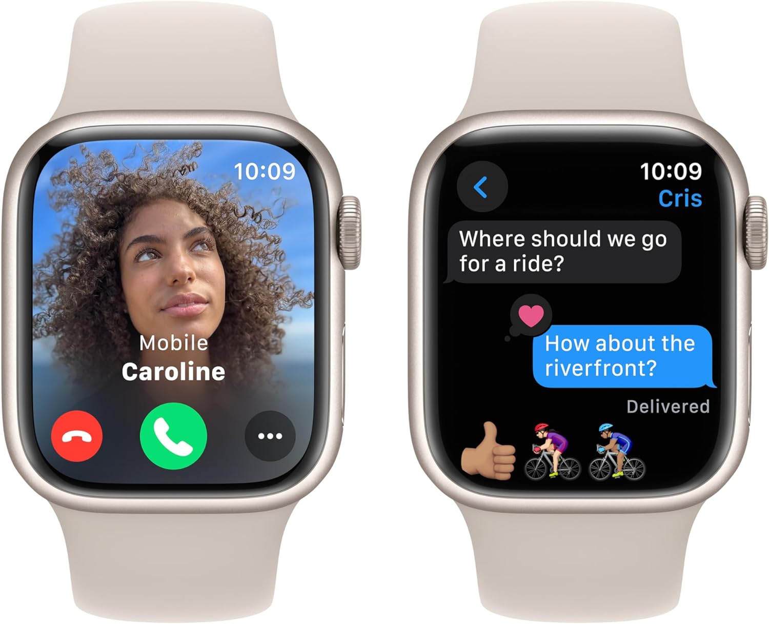 Apple Watch Series 9 GPS 41mm Aluminum Case with Starlight Sport- S/M - Starlight - MR8T3LL/A