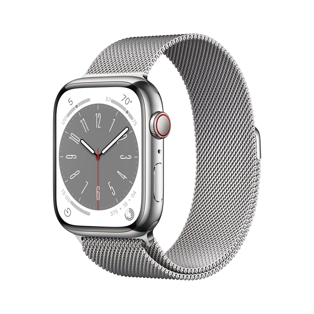 Apple Series 8 GPS+Cellular 45mm Silver SS Case Milanese Loop - Silver - MNKG3LL/A