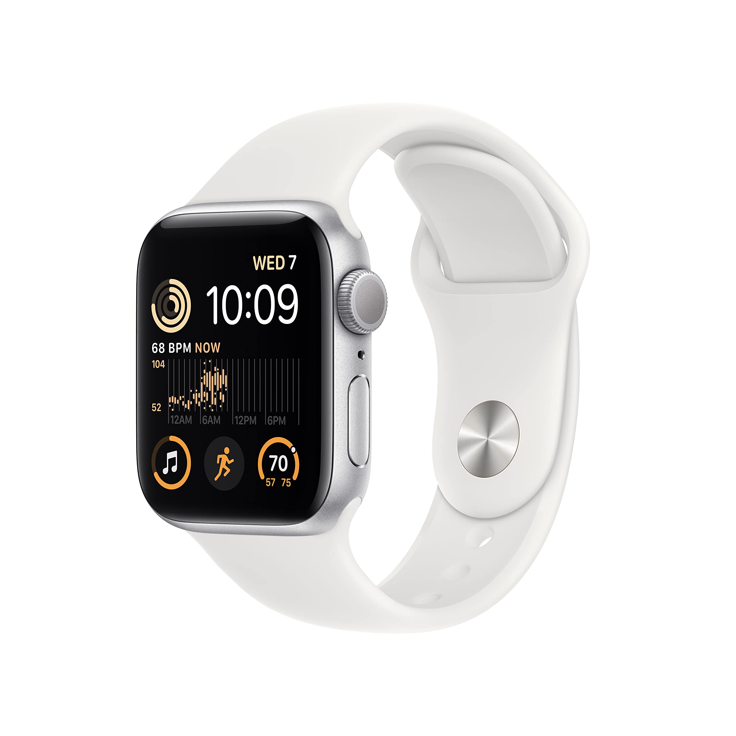 Apple Watch SE 2nd Generation (GPS) 40mm Aluminum Case with White Sport Band - M/L - Silver - MNTC3LL/A