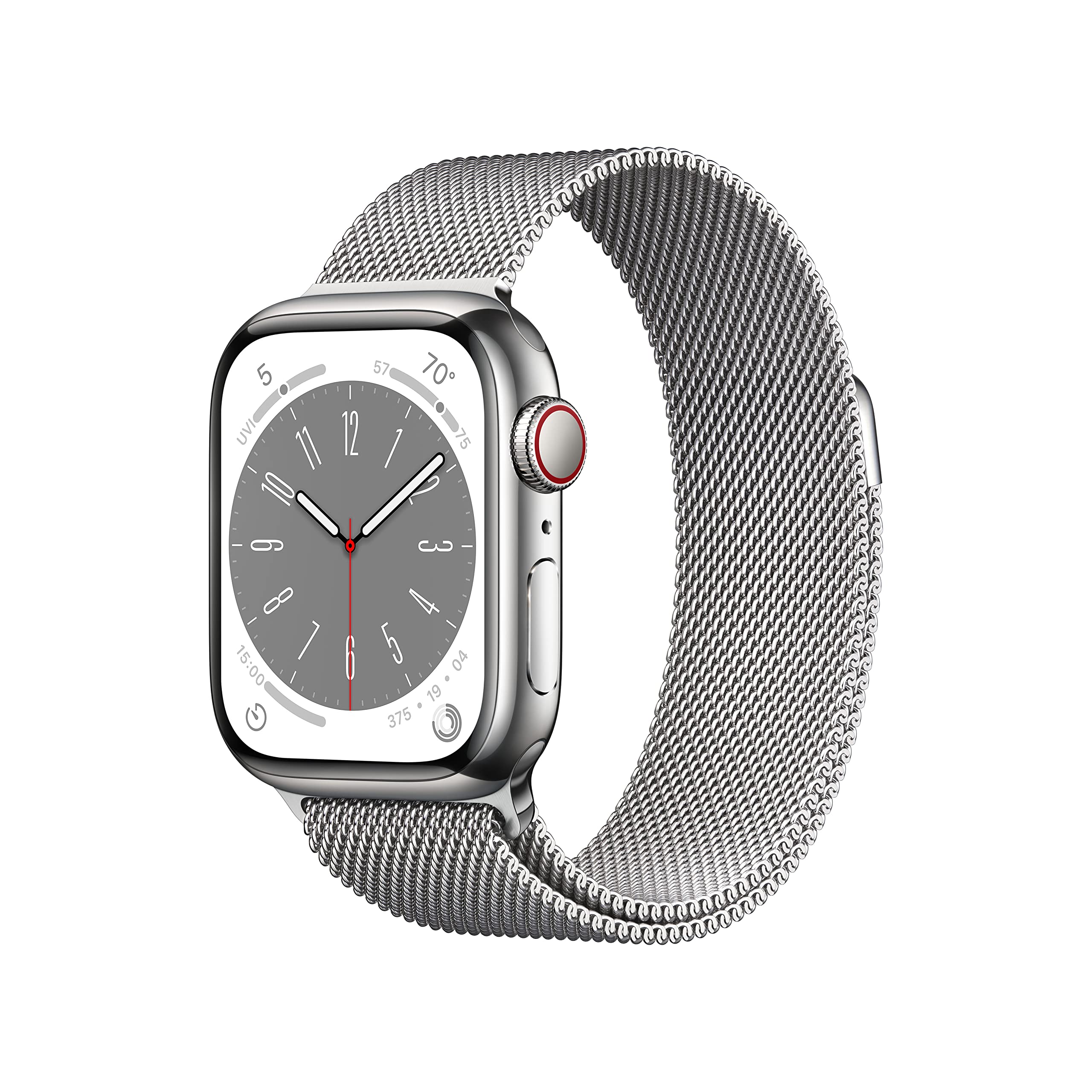 Apple Watch Series 8 GPS+Cell 41MM Stainless Steel Case - Milanese Loop - Silver - MNJ73LL/A