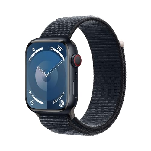Apple Watch Series 9 (GPS + Cellular) 45mm Aluminum Case with Midnight Sport Loop - Adj - Midnight - MRMF3LL/A