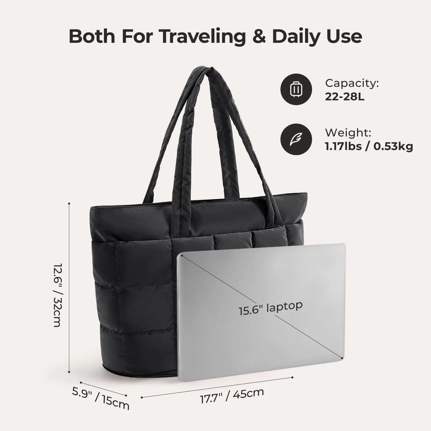 Bubble 22L-28L Expandable Puffer Travel Tote Bag