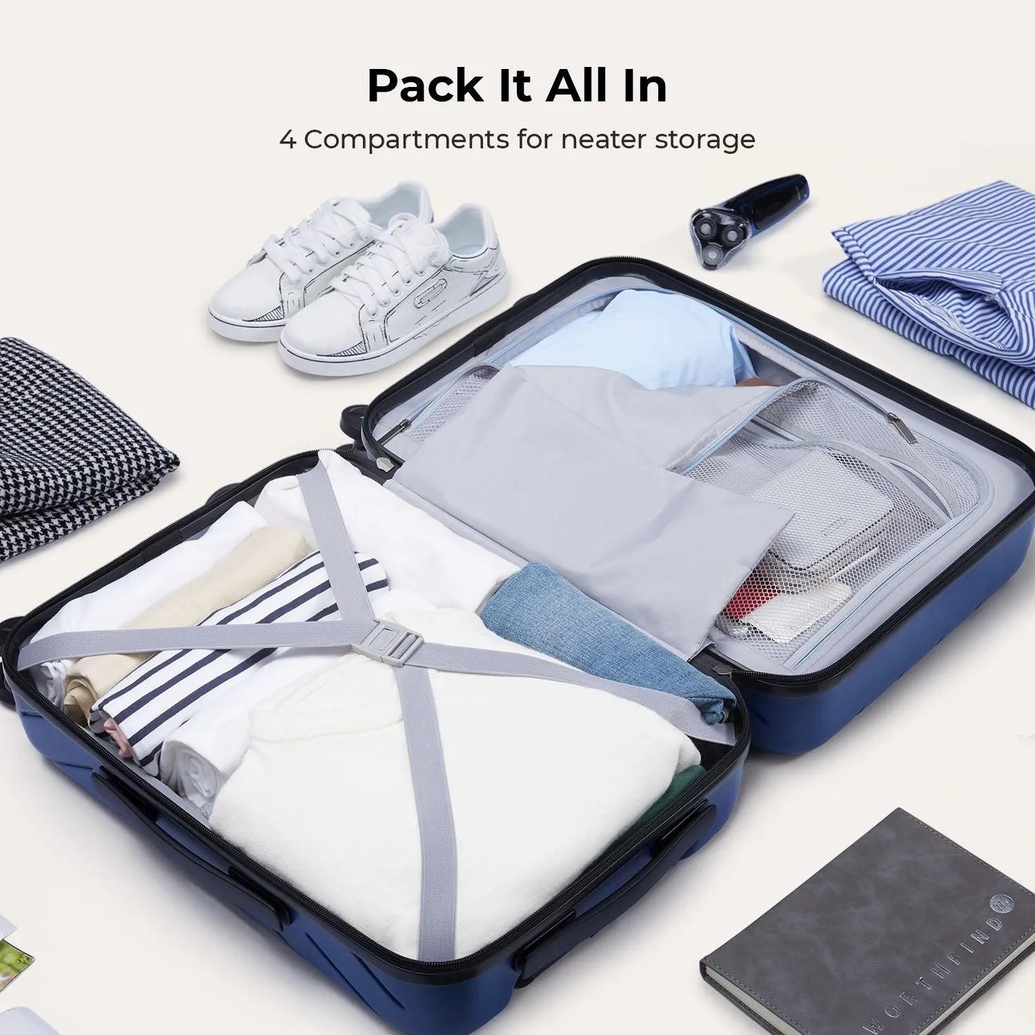 Daren 16-20 Inch Lightweight Hardside Carry-On Suitcase