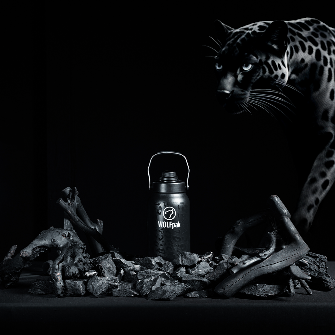 64oz Flask Black Leopard