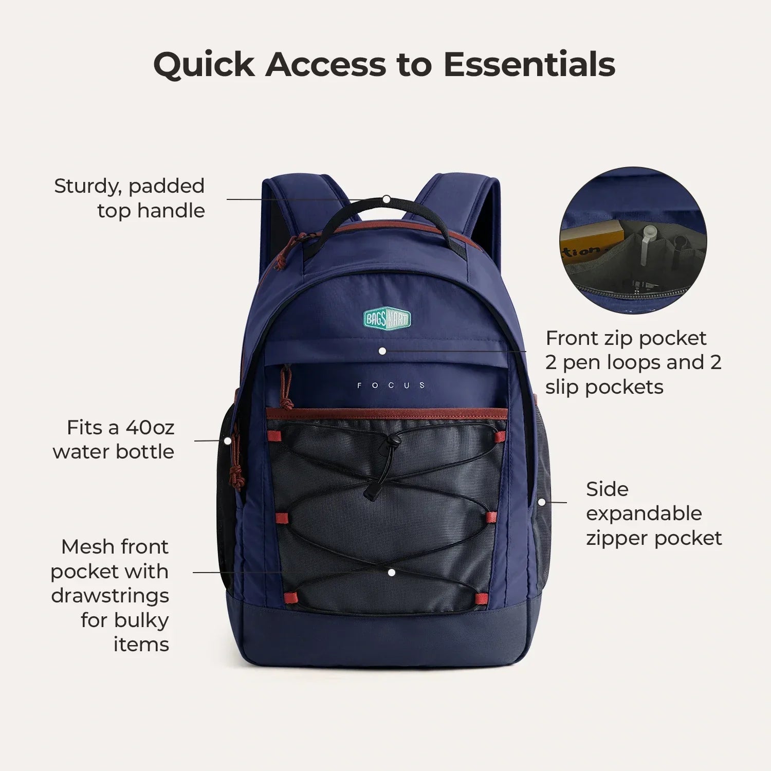 Focus 15.6" Laptop Backpack