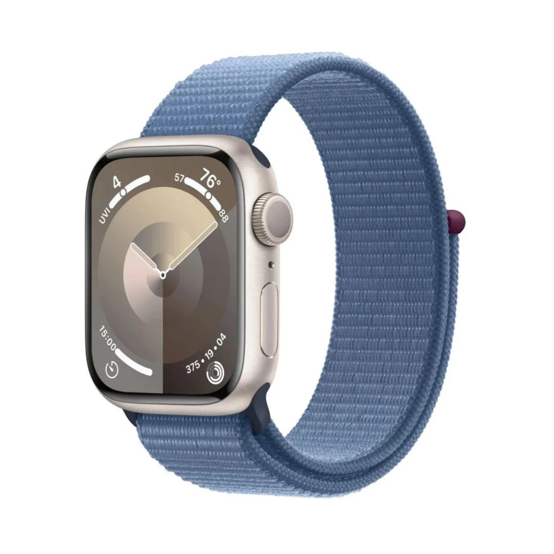 Apple Watch Series 9 (GPS) 41mm Aluminum Case with Winter Blue Sport Loop - Adj -Silver - MR923LL/A