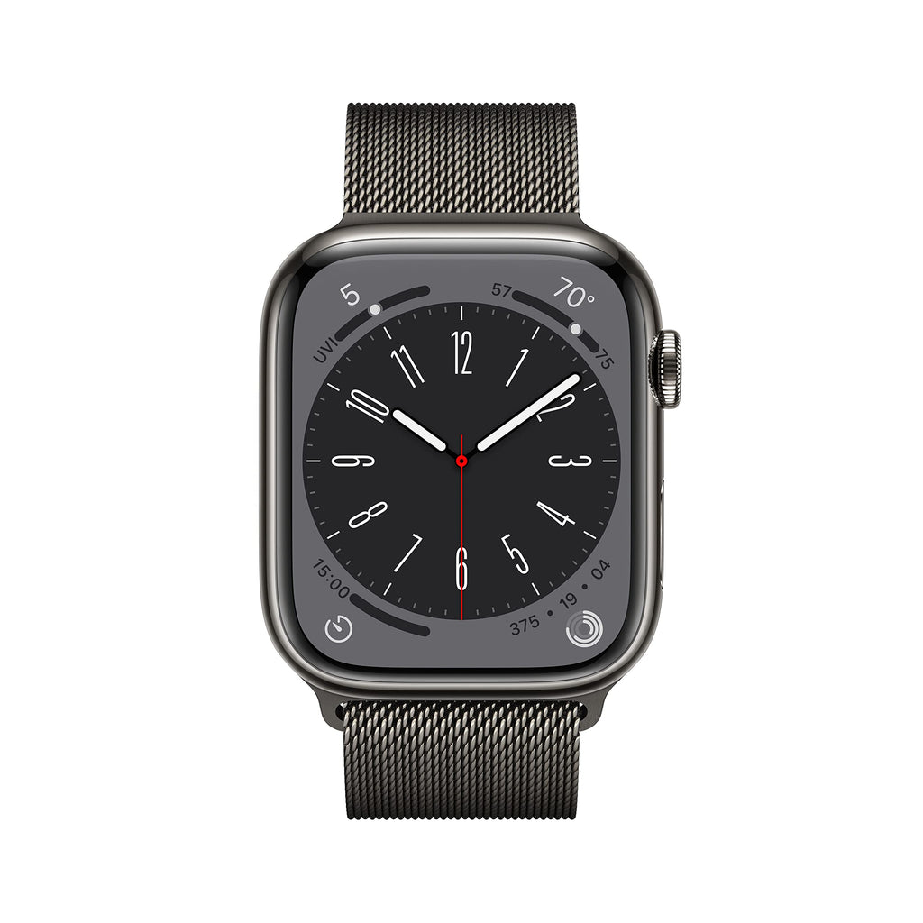 Apple Watch Series 8 [GPS + Cellular, 45mm] - Graphite Stainless Steel with Graphite Milanese Loop, One Size - MNKW3LL/A