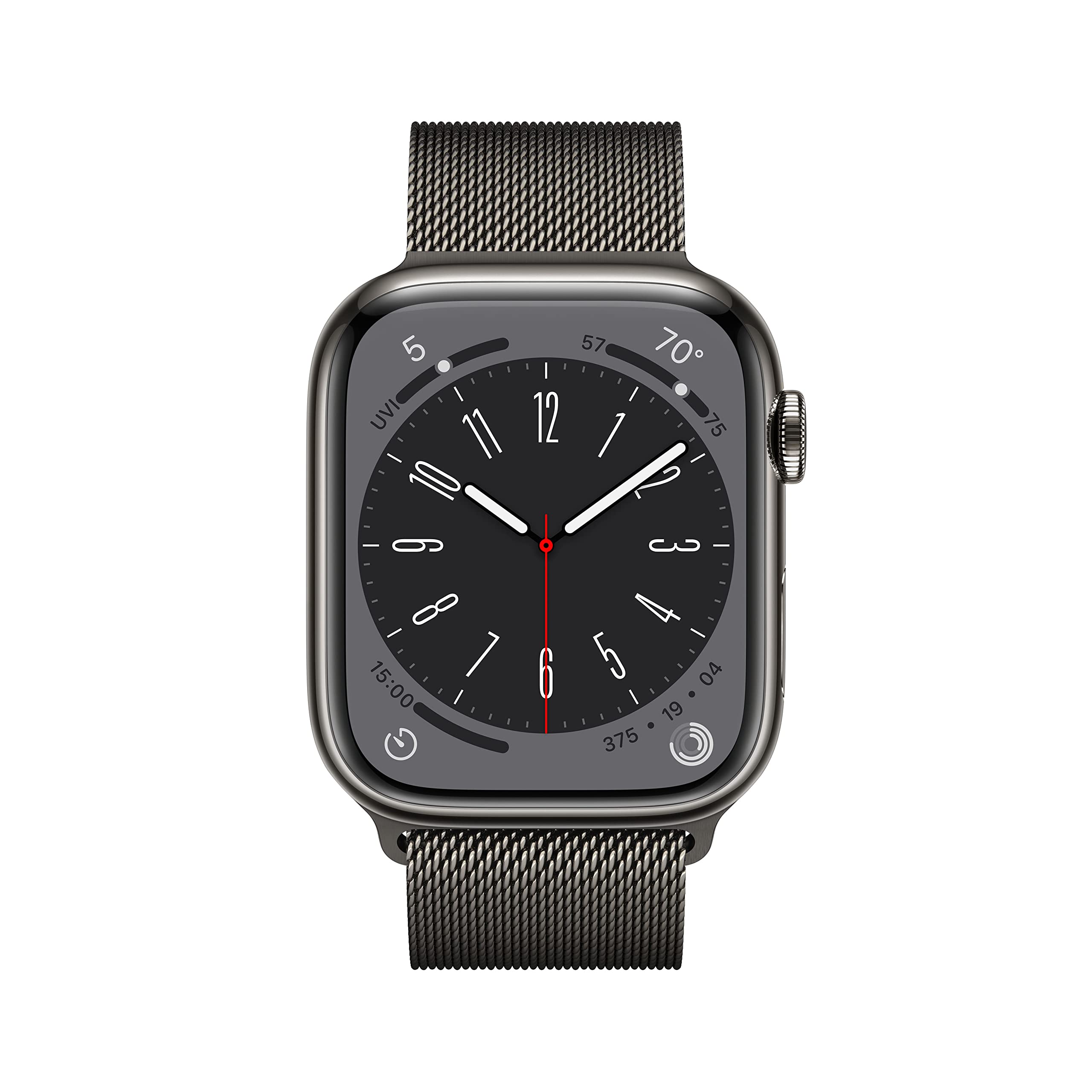 Apple Watch Series 8 [GPS + Cellular, 45mm] - Graphite Stainless Steel with Graphite Milanese Loop, One Size - MNKW3LL/A