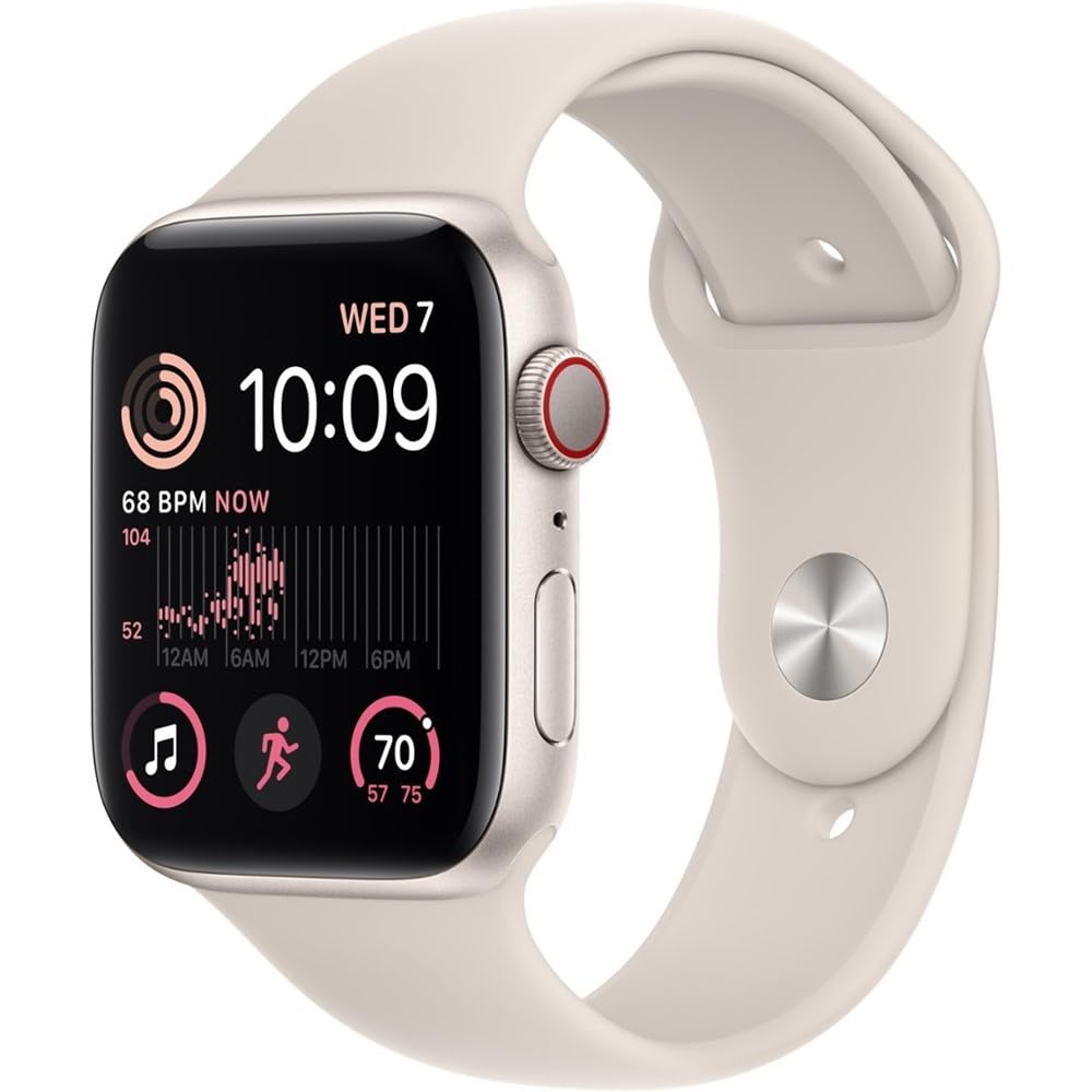 Apple Watch SE 2nd Gen (GPS + Cell) 40mm Starlight Alum Case w/ S/M Starlight Sport Band - MRFW3LL/A
