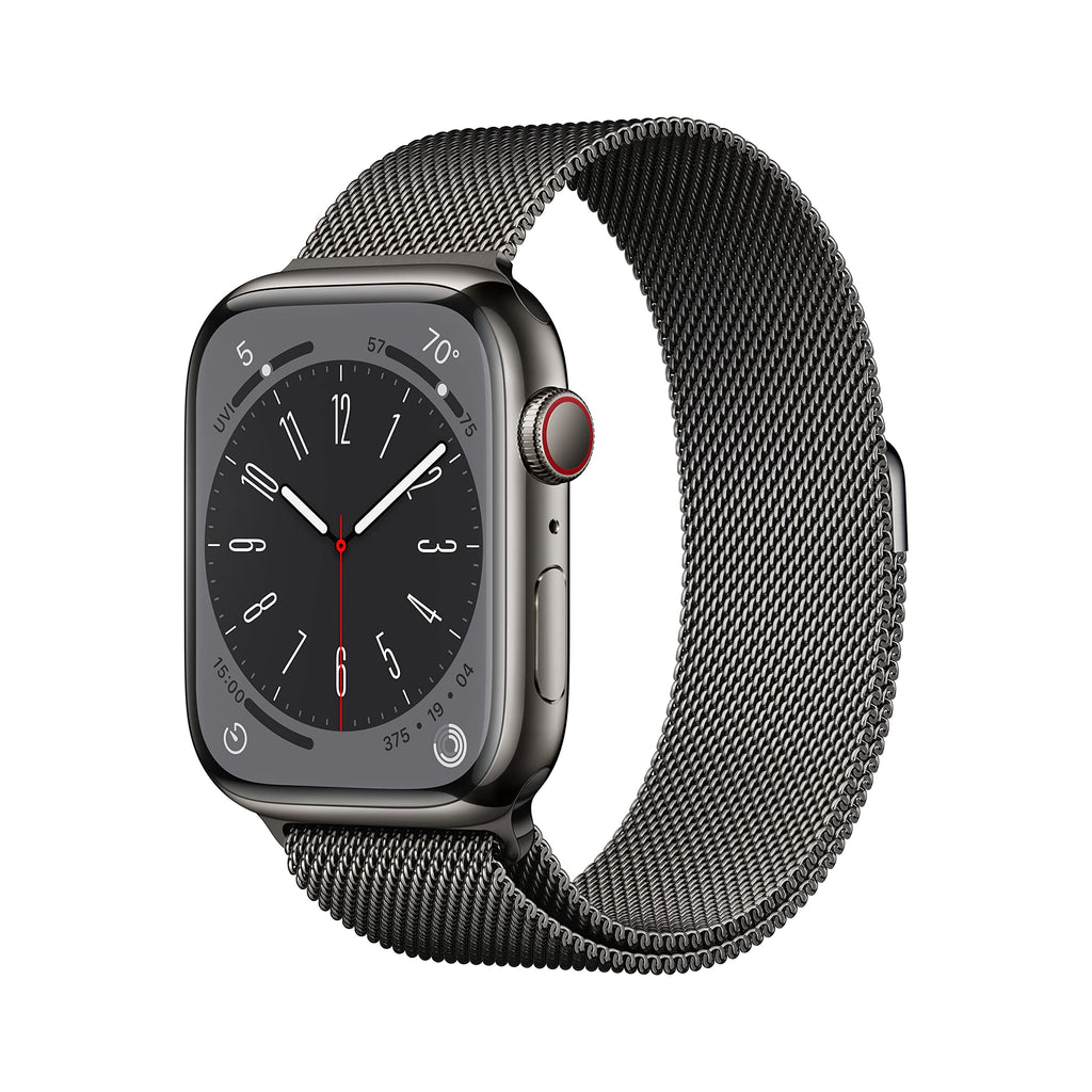 Apple Watch Series 8 [GPS + Cellular, 45mm] - Graphite Stainless Steel with Graphite Milanese Loop, One Size - MNKW3LL/A